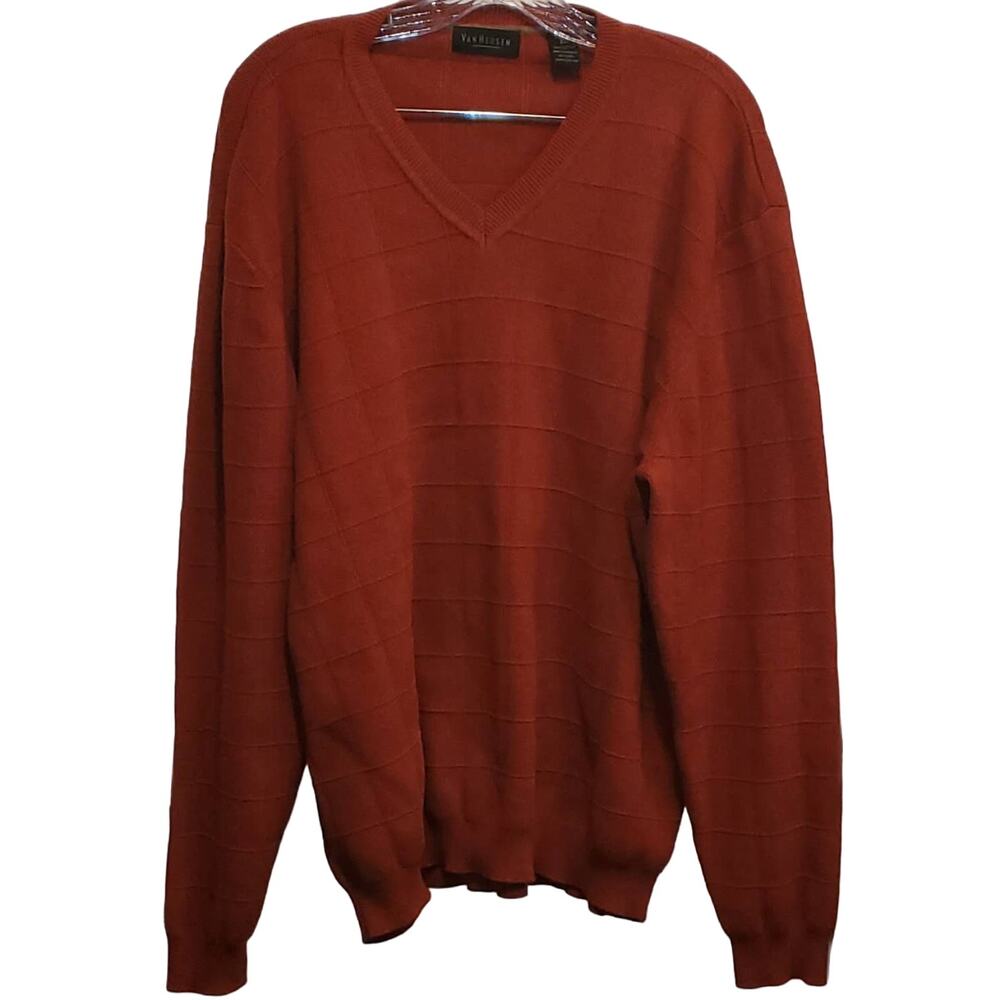 Van Heusen Men's Orange Cotton Pull Over Sweater Size XL